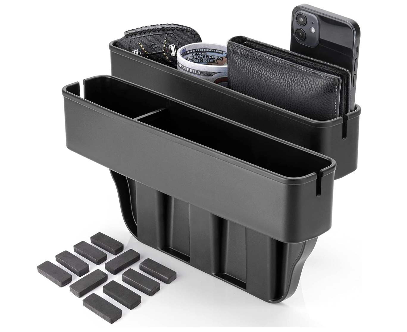 2 Pack Car Seat Gap Filler with Adjustable Storage