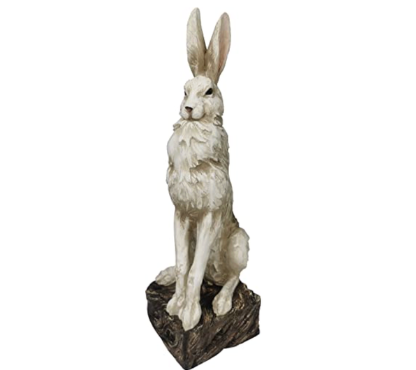 LANDCHY Large Size Noble Sitting Rabbit Bunny Realistic Rabbit Happy Easter Bunny Magnesium Oxide Stone Sculpture Decorations for Indoor Outdoor Garden Statue 30'' High